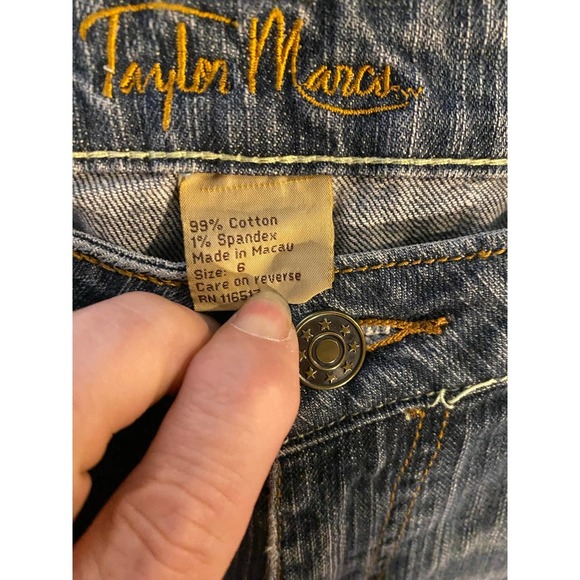 Taylor Marcs Jeans 6 Med Wash High Waist Straight Leg Denim Cotton Blend Blue - Picture 3 of 3